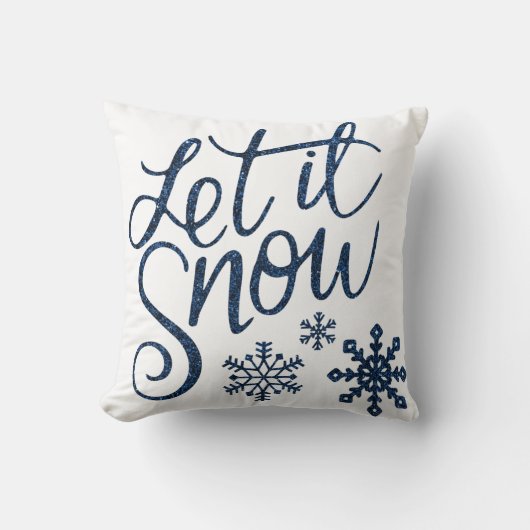 Laat het Sneeuwen Blauwe Kerst Sparkle Kussen (Voorkant)