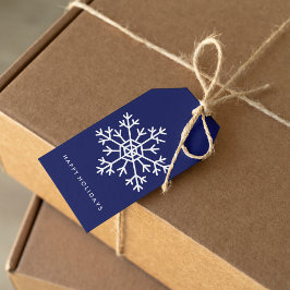 Laat het sneeuwen! Blauwe sneeuwvlokken Cadeaulabel