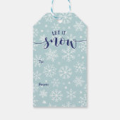 Laat het sneeuwen! Blauwe sneeuwvlokken Cadeaulabel (Achterkant)