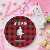 Laat het sneeuwen Buffalo Plaid Vakantie Papieren Bordje (Feest)