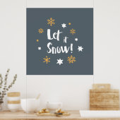 "Laat het sneeuwen!" Calligrafie kerstgrijs Poster (Keuken)