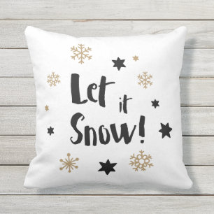 "Laat het sneeuwen!"  Calligrafie Kerstmis Buitenkussen