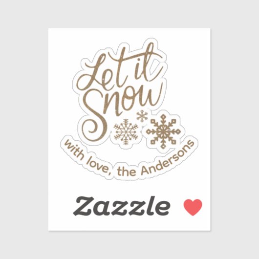 "Laat het sneeuwen" Christmas Gold Glitter aangepa Sticker (Vel)