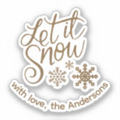 "Laat het sneeuwen" Christmas Gold Glitter aangepa Sticker (Voorkant)