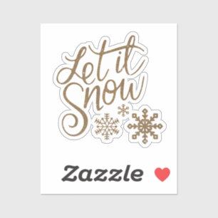 "Laat het sneeuwen" Christmas Gold Glitter aangepa Sticker