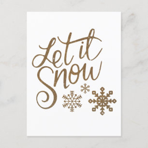 "Laat het sneeuwen" Christmas Gold Glitter Briefkaart