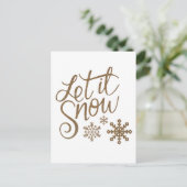 "Laat het sneeuwen" Christmas Gold Glitter Briefkaart (Staand voorkant)