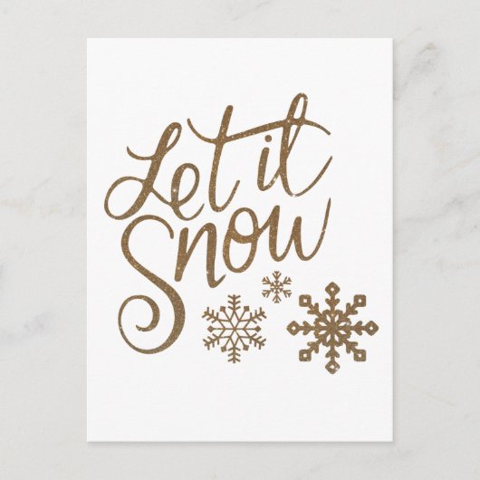 "Laat het sneeuwen" Christmas Gold Glitter Briefkaart (Voorkant)