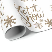 "Laat het sneeuwen" Christmas Gold Glitter Cadeaupapier (Rol Hoek)