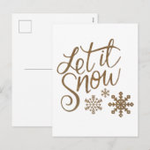 "Laat het sneeuwen" Christmas Gold Glitter Feestdagenkaart (Voorkant / Achterkant)