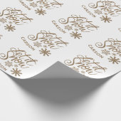"Laat het sneeuwen" Christmas Gold Glitter NAAM Cadeaupapier (Hoek)