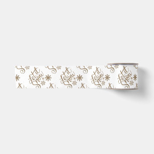 "Laat het sneeuwen" Christmas Gold Glitter Satijnen Lint