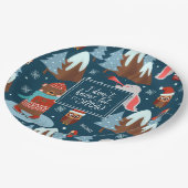 Laat het sneeuwen Cute dier met naam Blauwe Kerstm Papieren Bordje (Gekanteld)