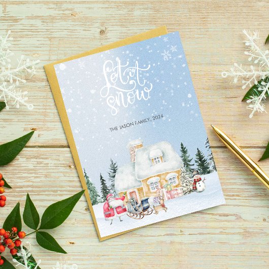 Laat het sneeuwen Cute Sinterklaas Kerst Foto Kaar Kaart