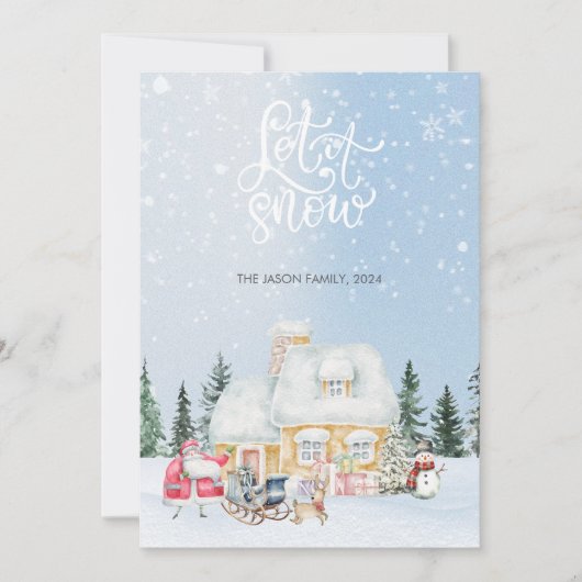 Laat het sneeuwen Cute Sinterklaas Kerst Foto Kaar Kaart (Voorkant)