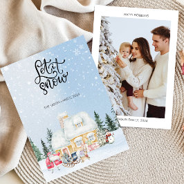 Laat het sneeuwen Cute Sinterklaas Kerst Fotokaart Kaart