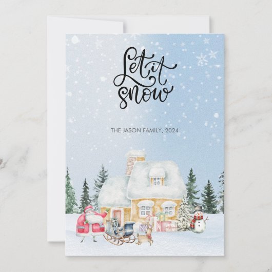 Laat het sneeuwen Cute Sinterklaas Kerst Fotokaart Kaart (Voorkant)