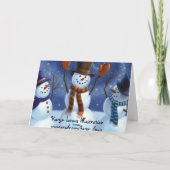 Laat het sneeuwen de Kerstkaart van Sneeuwmannen Feestdagen Kaart (Achterkant)