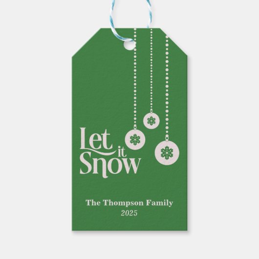 "Laat het sneeuwen" donkergroen Cadeaulabel (Voorkant)