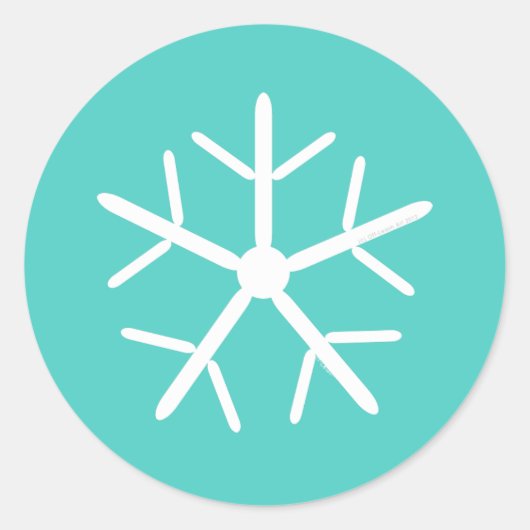 Laat het sneeuwen door Turquoise Snowflake Ronde Sticker (Voorkant)