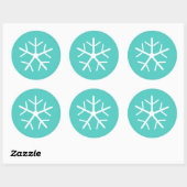 Laat het sneeuwen door Turquoise Snowflake Ronde Sticker (Vel)