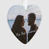 Laat het sneeuwen Eerste Kerstfoto Blauw Ornament (voorkant)