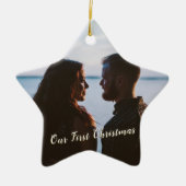 Laat het sneeuwen Eerste Kerstfoto Goud Keramisch Ornament (Voorkant)