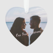 Laat het sneeuwen Eerste Kerstfoto Roze Ornament (voorkant)