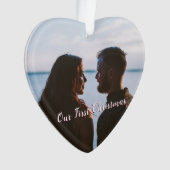 Laat het sneeuwen Eerste Kerstfoto Roze Ornament (voorkant)