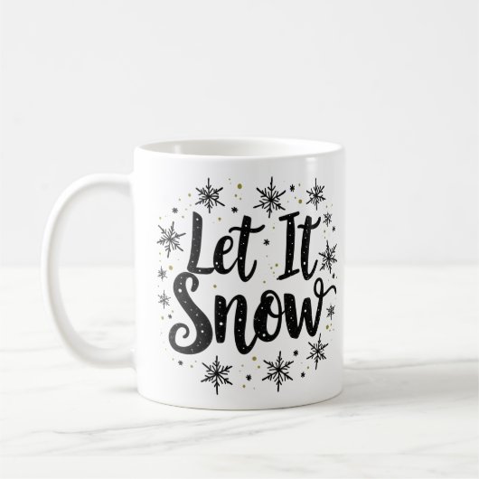 Laat het sneeuwen Elegant Script Christmas Coffee  Koffiemok (Links)