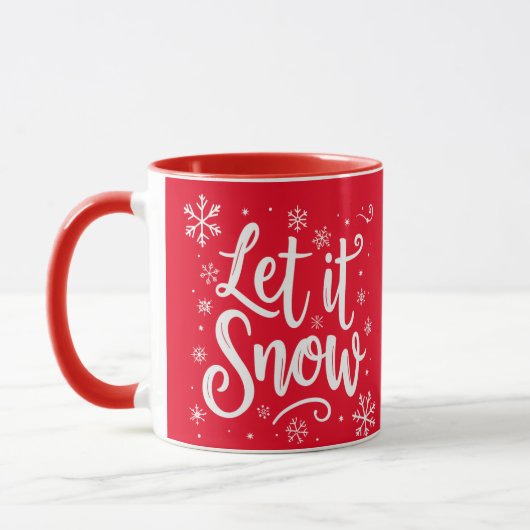 Laat het sneeuwen Elegant Script Kerstmis Feesteli Mok (Links)