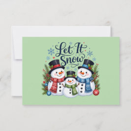 Laat het Sneeuwen Familie Sneeuwmannen Bedankkaart