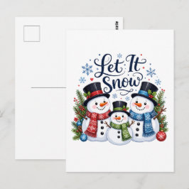 Laat het Sneeuwen Familie Sneeuwmannen Briefkaart