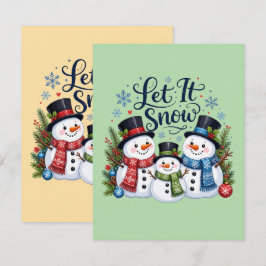 Laat het Sneeuwen Familie Sneeuwmannen Notitiekaartje