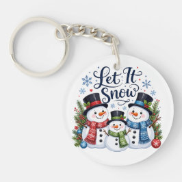 Laat het Sneeuwen Familie Sneeuwmannen Sleutelhanger