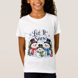 Laat het Sneeuwen Familie Sneeuwmannen T-shirt