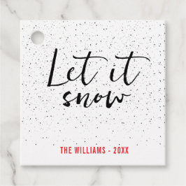 Laat het sneeuwen + familienaam + één foto bedankjes labels