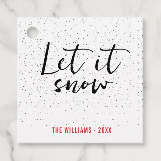 Laat het sneeuwen + familienaam + één foto bedankjes labels (Voorkant)