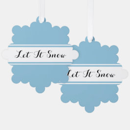 LAAT HET SNEEUWEN Fancy Tekst Slate Blauw Witte St Ornament Kaart