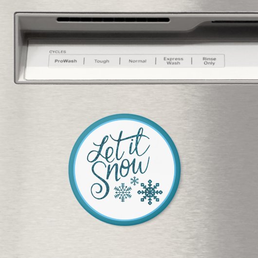 Laat het Sneeuwen Faux Blue Glitter Magnet (Insitu (Vaatwasser))