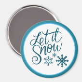 Laat het Sneeuwen Faux Blue Glitter Magnet (Voorkant / Achterkant)