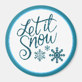 Laat het Sneeuwen Faux Blue Glitter Magnet (Voorkant)
