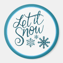 Laat het Sneeuwen Faux Blue Glitter Magnet