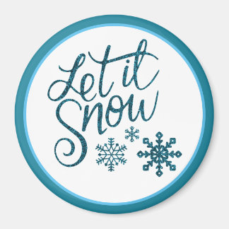 Laat het Sneeuwen Faux Blue Glitter Magnet