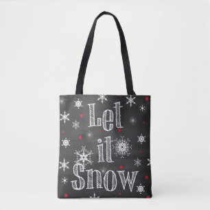 Laat het sneeuwen Faux Chalkboard-Canvas tas