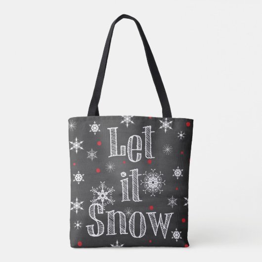 Laat het sneeuwen Faux Chalkboard-Canvas tas (Achterkant)