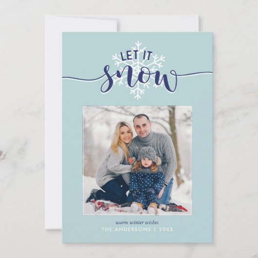 "Laat het sneeuwen" feestelijke aangepaste foto Feestdagenkaart (Voorkant)