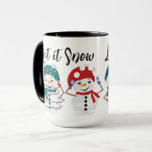 Laat het sneeuwen feestelijke sneeuwpoppen Waterve Mok (Voorkant links)