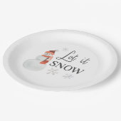 Laat het Sneeuwen Feestje Sneeuwman Papieren Bordje (Gekanteld)
