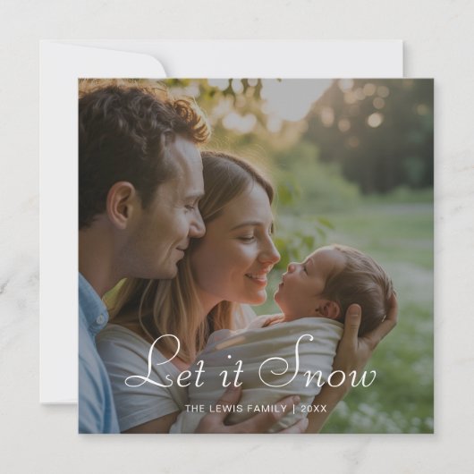 Laat het sneeuwen fel kerstkaart voor het gezin (Voorkant)